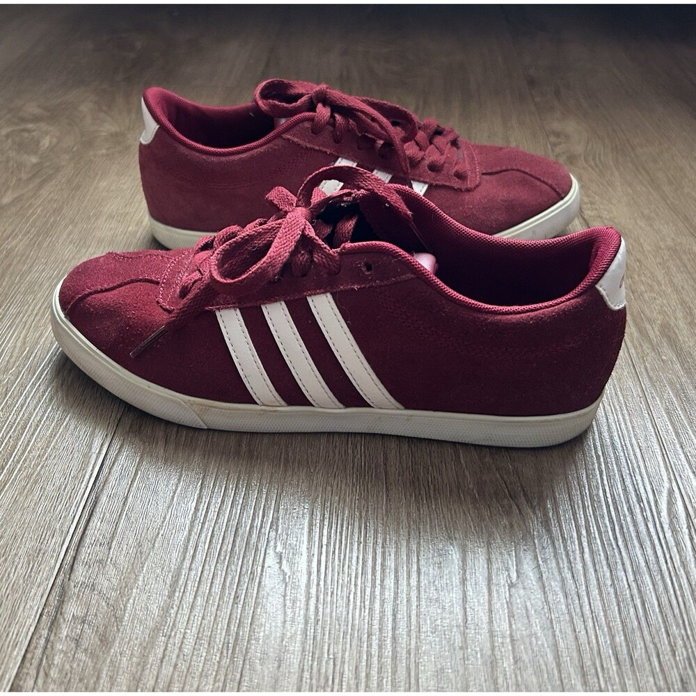 adidas Neo VL Court 2.0 Burgundy Suede Sneakers Womens Size 7.5
